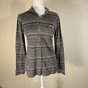 The Columbia Sweater Fleece 1/2 Zip in Black and Gray with a Geometric Aztec pat